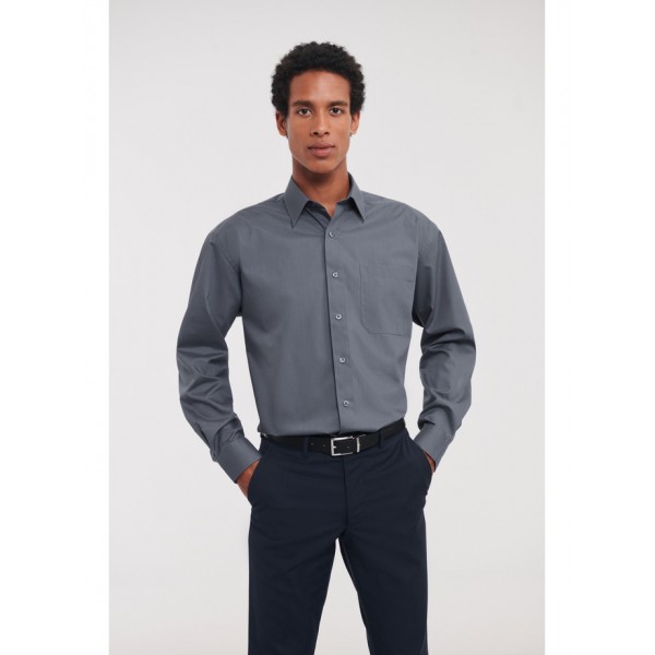 Men's Long Sleeve PolyCotton Poplin Shirt